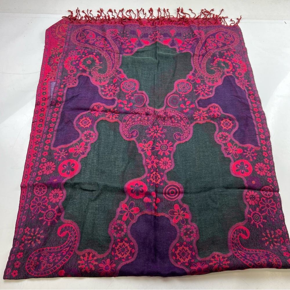 Novica women’s pink purple textured wool scarf L59-6